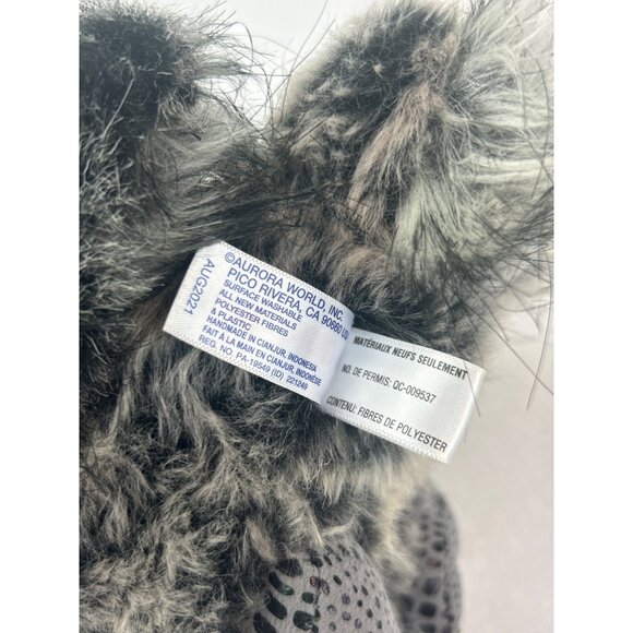 Realistic Aurora Great Horned Owl Plush Toy Yellow Eyes Fluffy Faux Fur Gray Whi - Picture 9 of 10